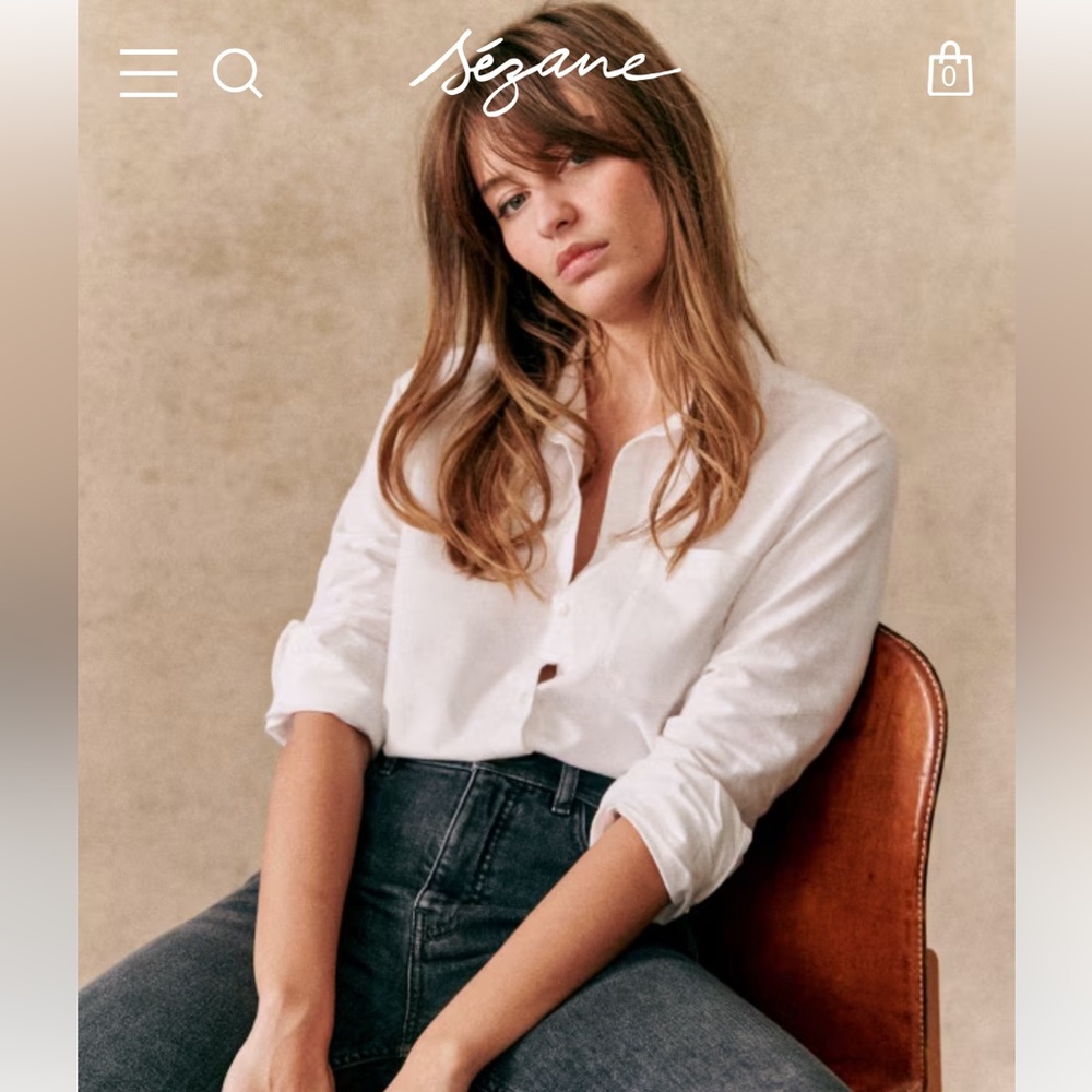 Sezane Tomboy shirt XS size 34 in white